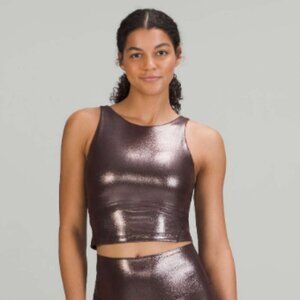 LULULEMON ALIGN HIGH NECK TANK TOP SHINE RADIATE FOIL PRINT FRENCH PRESS Size 0